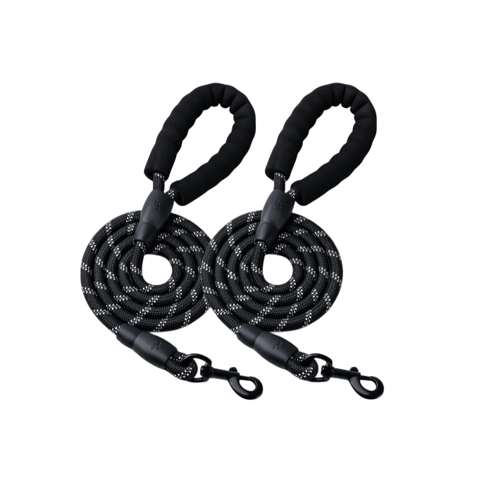 2 Pack Dog Leash, 4/5//6 FT Heavy Duty Nylon Rope Pet Leashes with Comfortable Padded Handle, Reflective Dog Leashes for Small Medium and Large Dogs