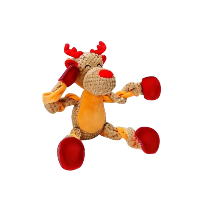 Christmas Snowman Squeaky Dog Toy with Ropes