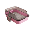 Collapsible Litterbox with High Sides Small Cats Litter Pan with Scoop Open Cat Litter Box Portable Travel Kittens Toilet Kitten Starter Kit for Kittens Adult Cat Elderly Cats (Pink)