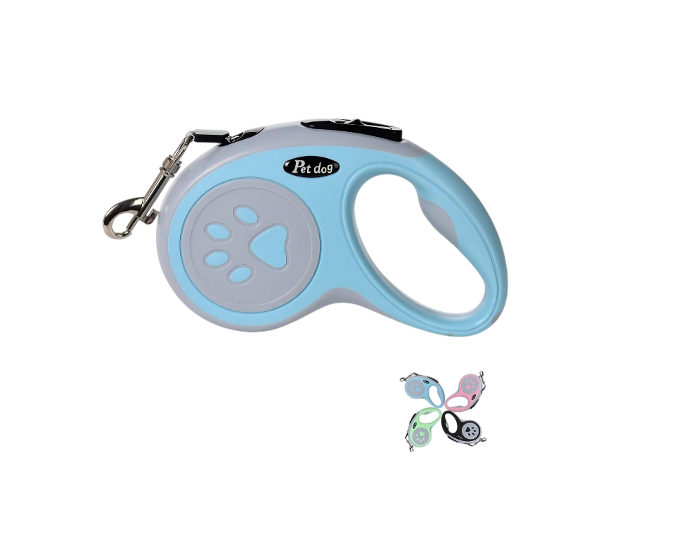 Dog Leash, VELIGOOD 5M/16FT Extendable Dog Lead with Strong Nylon Tape Tangle-Free One-Handed Brake, Pause, Lock for Small Medium Dogs (Blue)