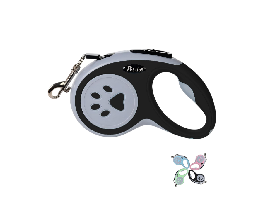 Dog Leash, VELIGOOD 5M/16FT Extendable Dog Lead with Strong Nylon Tape Tangle-Free One-Handed Brake, Pause, Lock for Small Medium Dogs (Black)