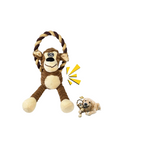 Durable Monkey Dog Toy, Plush Squeaky Stuffed Dog Toy with Rope, Interactive Chew Toy for Teething Puppies and Small, Medium & Large Dogs