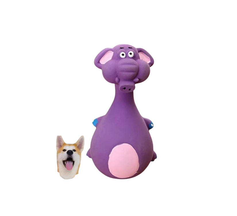 Dog Squeaky Chew Toy – Tough Natural Latex Fun for Teacup to Small Puppies (0-22 lbs)! Perfect for Fetch, Chewing & Cuteness Overload (Purple Elephant)