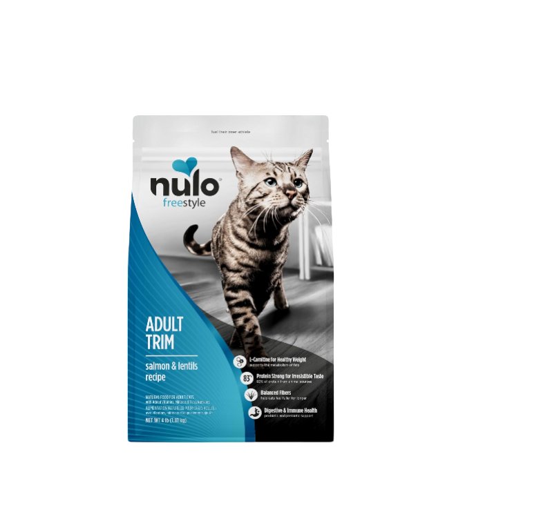 Freestyle High Protein Trim Cat Food, Salmon & Lentils Recipe - Natural Grain-Free Dry Cat Food for Weight Management with l-Carnitine, Natural Fiber, & Probiotics, 4 lb Bag