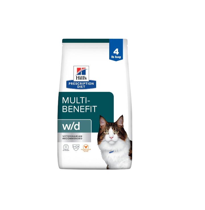 Multi-Benefit Digestive/Weight/Glucose/Urinary Management Chicken Flavor Dry Cat Food, Veterinary Diet, 4