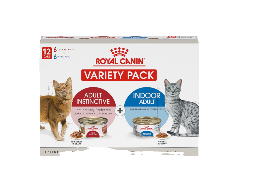 Feline Health Nutrition Indoor Adult & Adult Instinctive Thin Slices in Gravy and Morsels in Gravy Variety Pack Cat Food, 3 oz (Pack of 12)