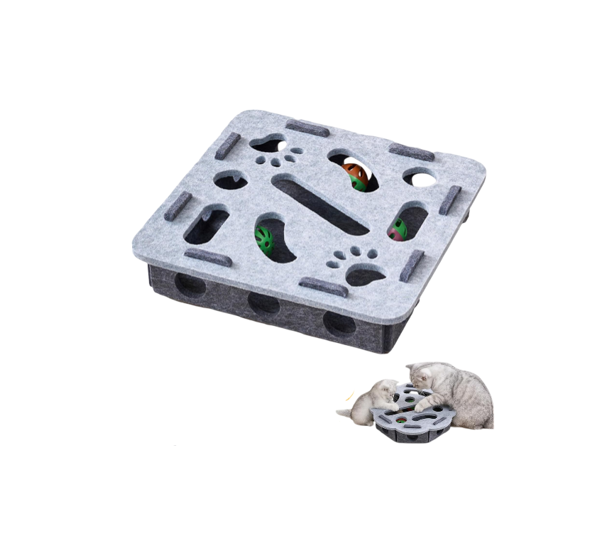 Interactive Cat Toy Puzzle Toys for Indoor Cats Felt Maze Box Kittern Toys Pet Cat Games Self Play Fun Exercise Hide Seek Moving Cat Toy for Bored Cats Encourages Hunting Instincts