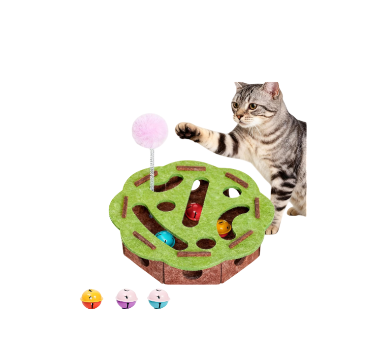 Interactive Cat Toy Puzzle Toys for Indoor Cats Felt Maze Box Kittern Toys Pet Cat Games Self Play Fun Exercise Hide Seek Moving Cat Toy for Bored Cats Encourages Hunting Instincts