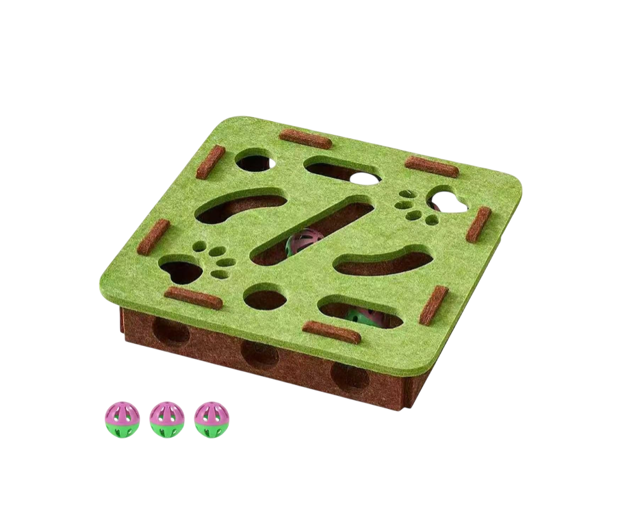 Interactive Cat Toy Puzzle Toys for Indoor Cats Felt Maze Box Kittern Toys Pet Cat Games Self Play Fun Exercise Hide Seek Moving Cat Toy for Bored Cats Encourages Hunting Instincts