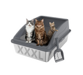Stainless Steel Litter Box H Super Large Stainless Steel Litter Box, Suitable for Large Cats and Multiple Cats, Non-Sticky, Anti-Leakage, Easy to Clean