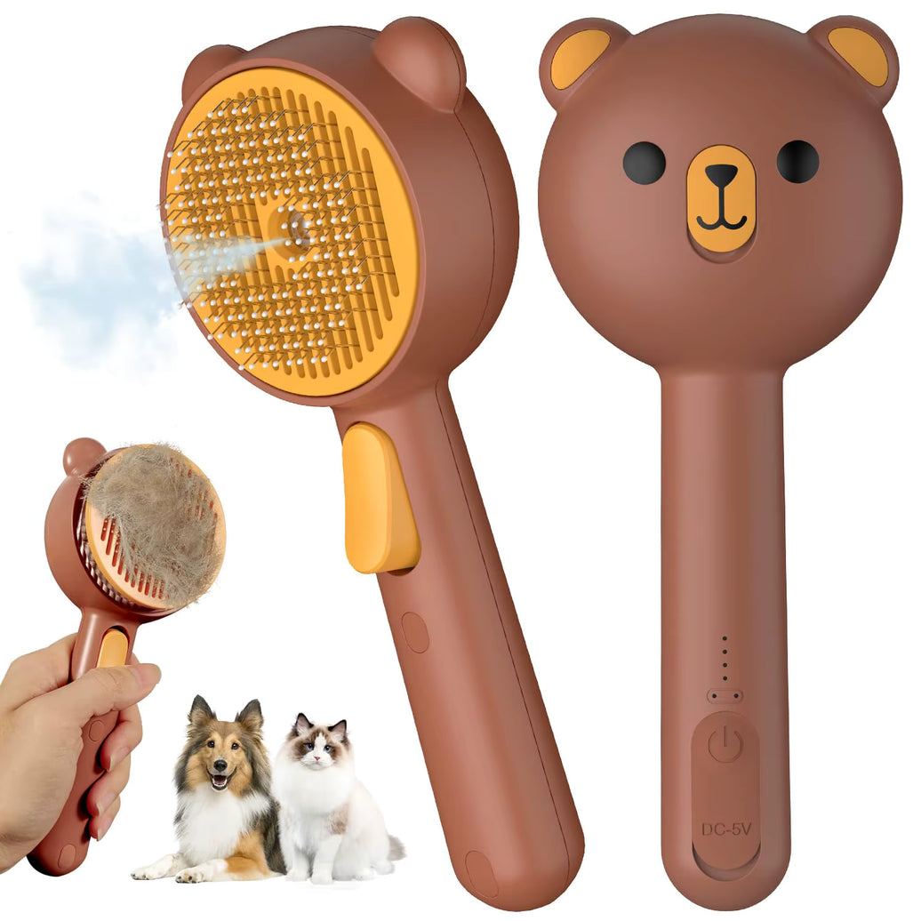 3-in-1 Steamy Pet Brush & Deshedding Tool for Cats & Dogs