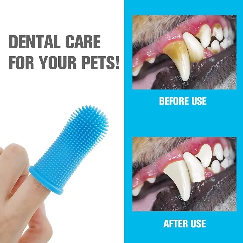 360° Finger Toothbrush for Dogs & Cats (Blue)