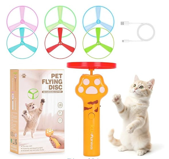 Cat Flying Disc Launcher – Rechargeable (6 Discs)