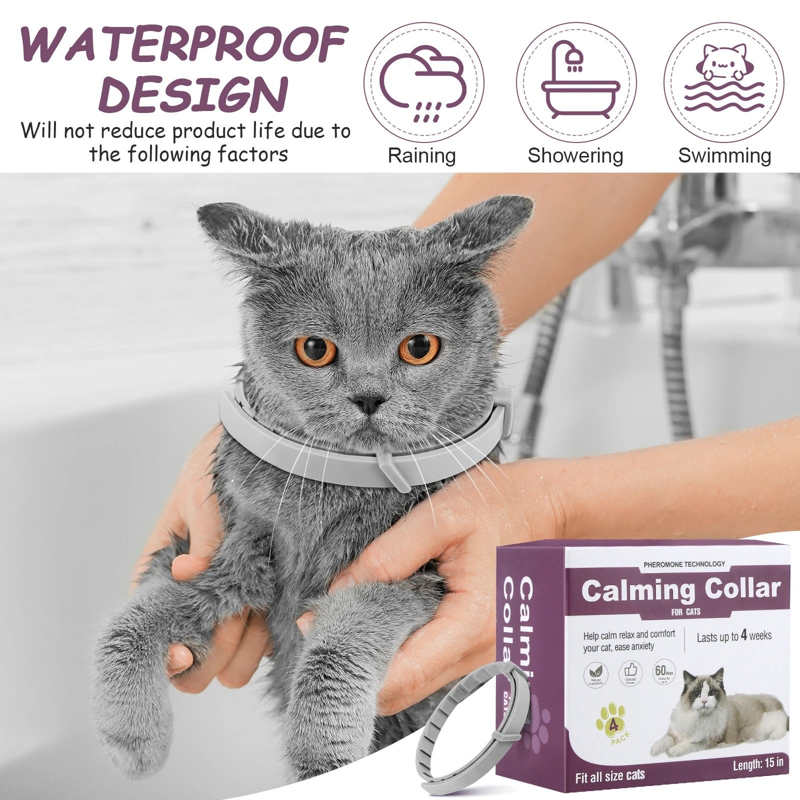 Pet Calming Collar For Cats Dogs Adjustable Anxiety Pheromone Reducing Pet Collar Lasting Natural Calm Relax Soothing Collars (4 Pcs)