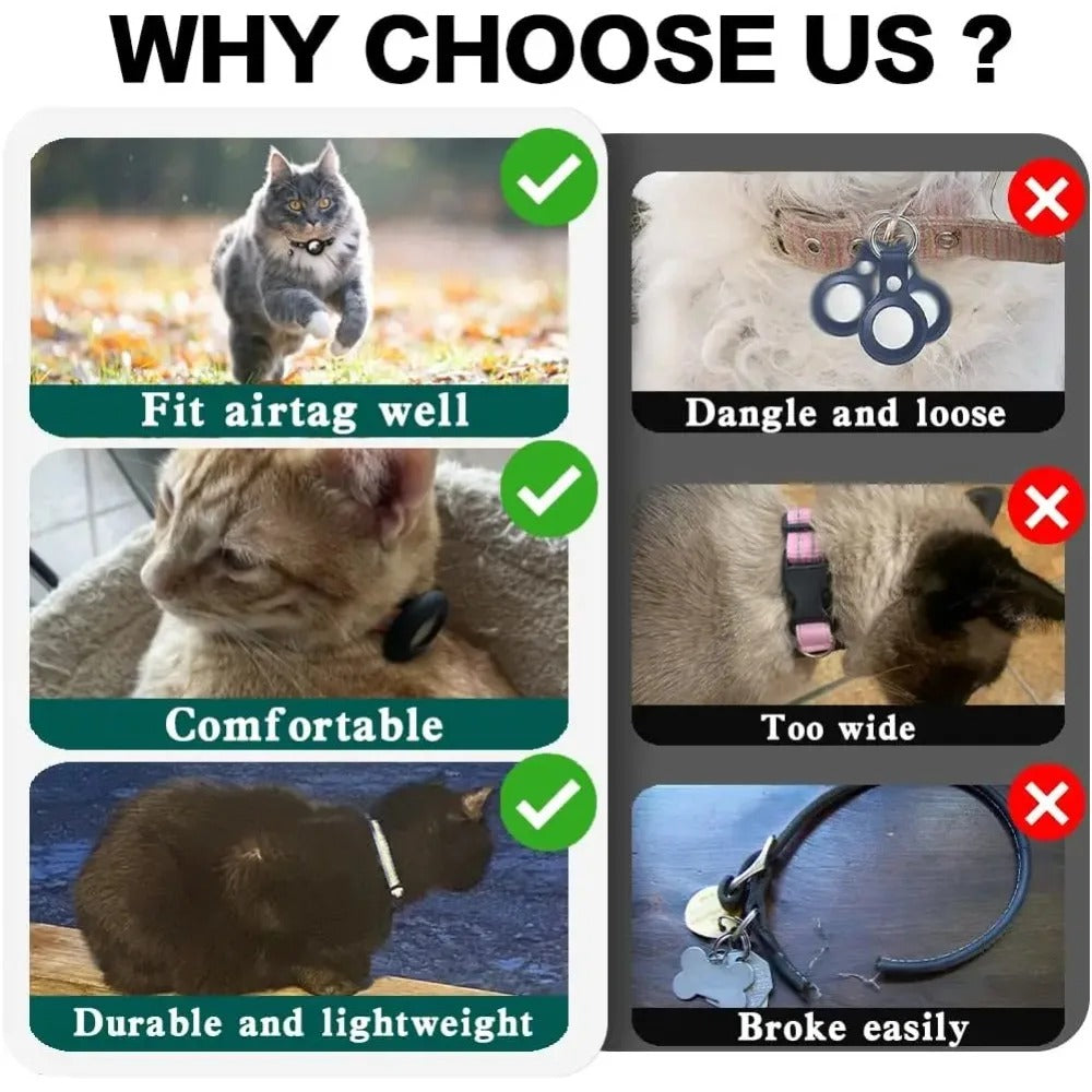 AirTag Cat Collar – Reflective Breakaway with Bell (AirTag Not Included)