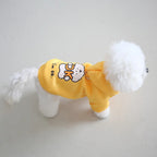Cat and dog clothes for autumn and winter, made of milk silk and flannel, with a cute dog print hoodie and drawstring buckle (Medium)