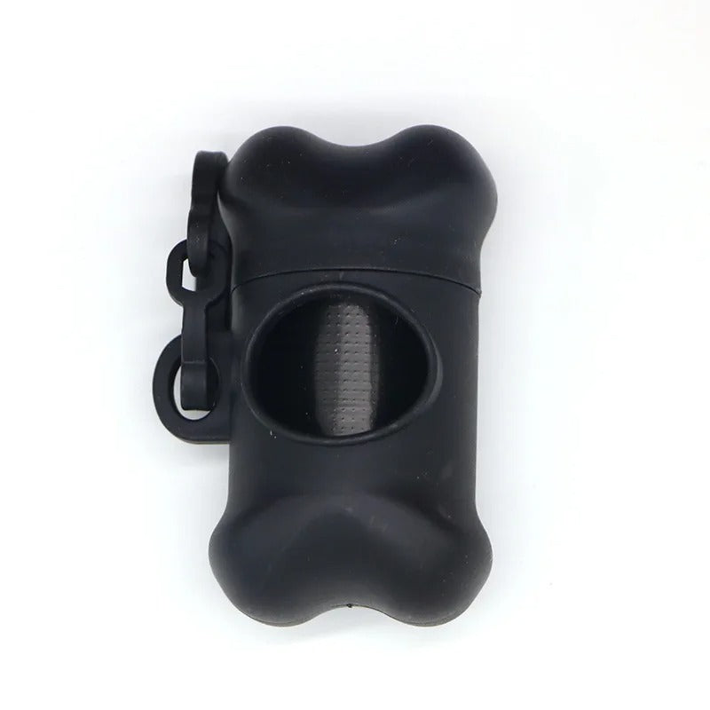 Portable Bone Shaped Dog Waste Bag Holder With Disposable Pet Garbage Bags For Outdoor Walking Supply