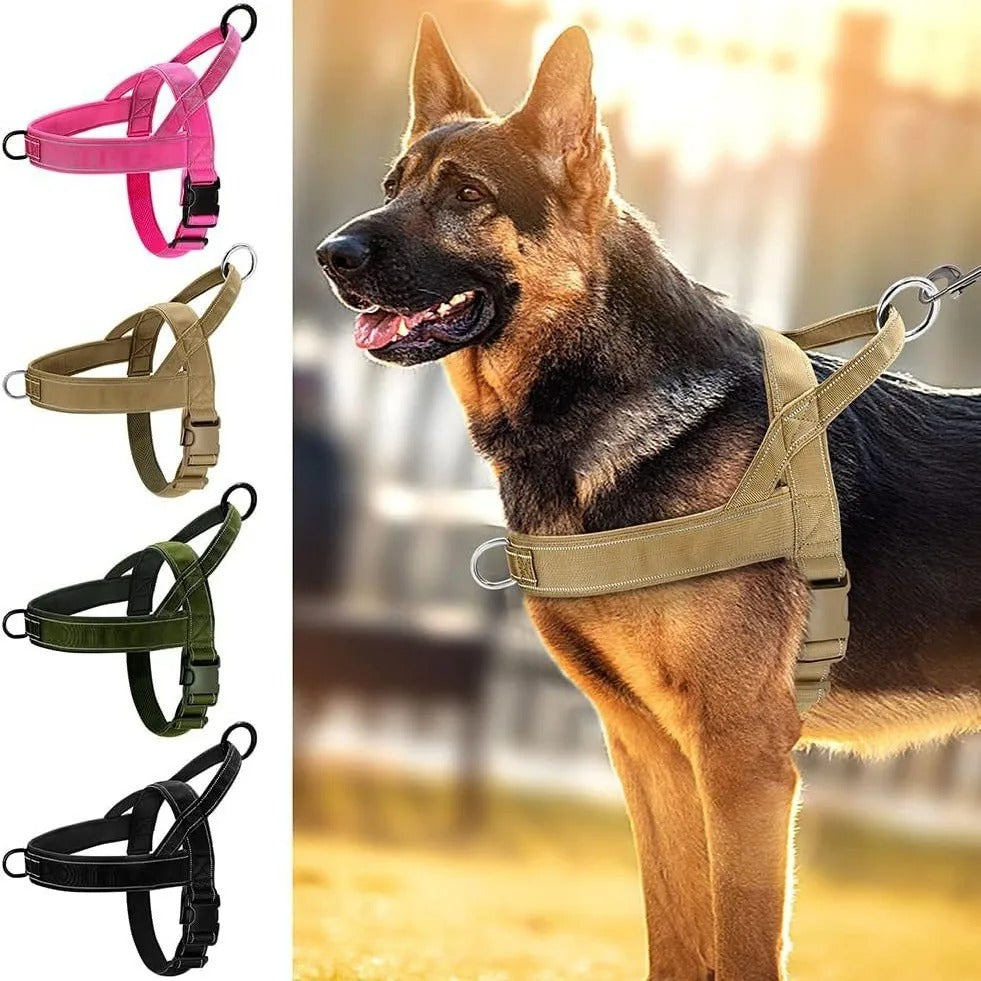 Explosion-Proof Tactical Harness Dog Traction Large Dog Collar Vest Style Golden Retriever Dog Walking Traction Vest (XL)
