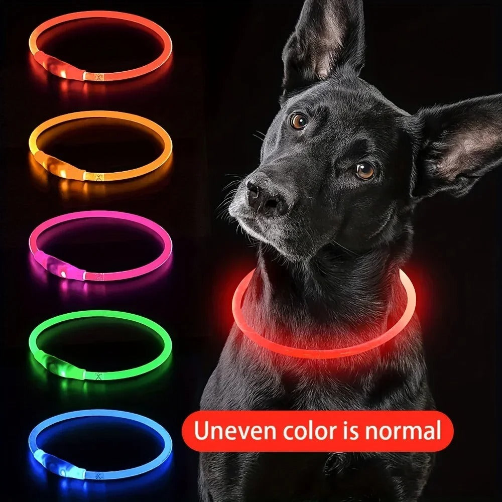 USB Rechargeable Fiber Optic Collar Pet Dog LED Light Collar Luminous Anti-Lost Dog Collar USB Rechargeable Dog Necklace Collar  (L70cm)