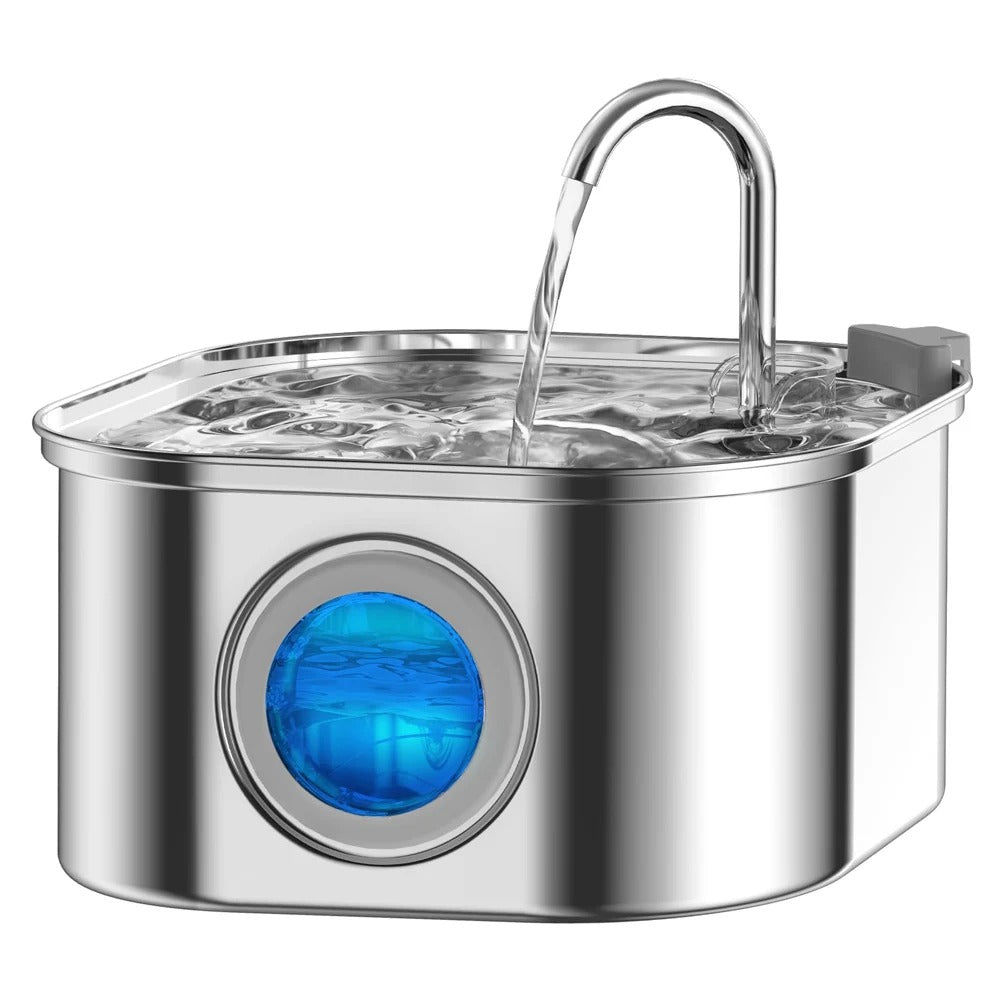 Stainless Steel Pet Water Fountain with Window (3.2L)