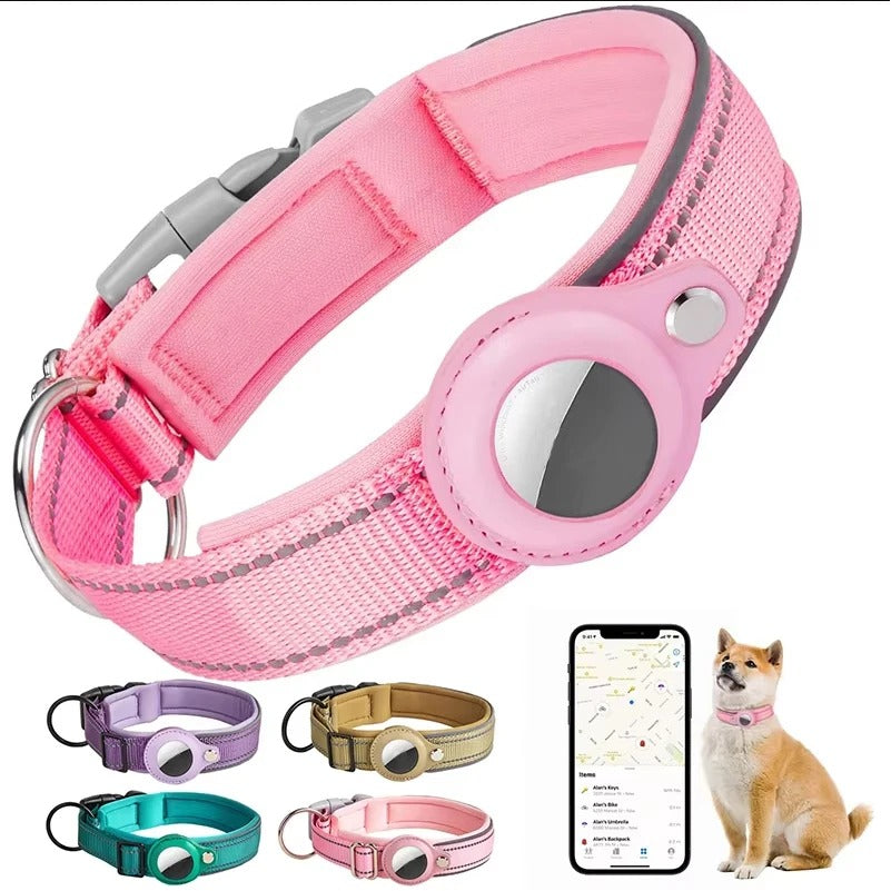 Reflective AirTag Dog Collar, Heavy Duty Dog Collar with Adjustable AirTag Holder Case Accessories for  Large Dogs