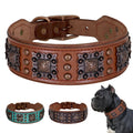 Cool Spiked Dog Collar For Medium Large Dogs Genuine Leather Pitbull Bulldog Adjustable Pet Accessories Collars Necklace (L)