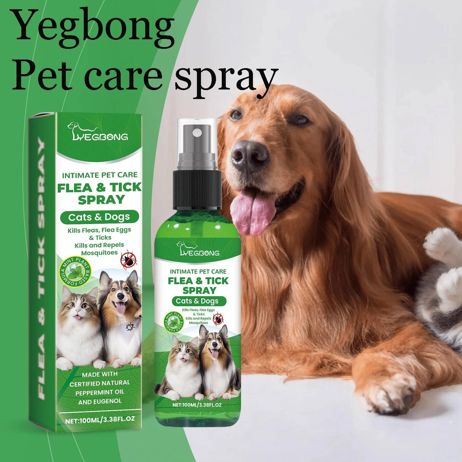 Yegbong Pet Insect Repellent Spray Daily Cleaning Dirts Promote Pet Skin Health Anti Mite Flea Relief Discomfort Pet Care Spray