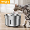 ROJECO Stainless Steel Cat Water Fountain Automatic Pet Drinking Fountain for Cat Dogs Drinker Rechargeable Pet Water Purifier