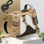 Dog Harness with Airtag Holder and Leash Set-Premium Oxford Breathable Material Durable Reflective Dog Harness and Leash Set (M)