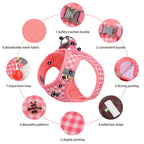 Checked Harness Small Medium-Sized Dog Cat Reflective Breathable Dog Lead Teddy Step In Bichon Pet Walking Harness Leash Rope (L)