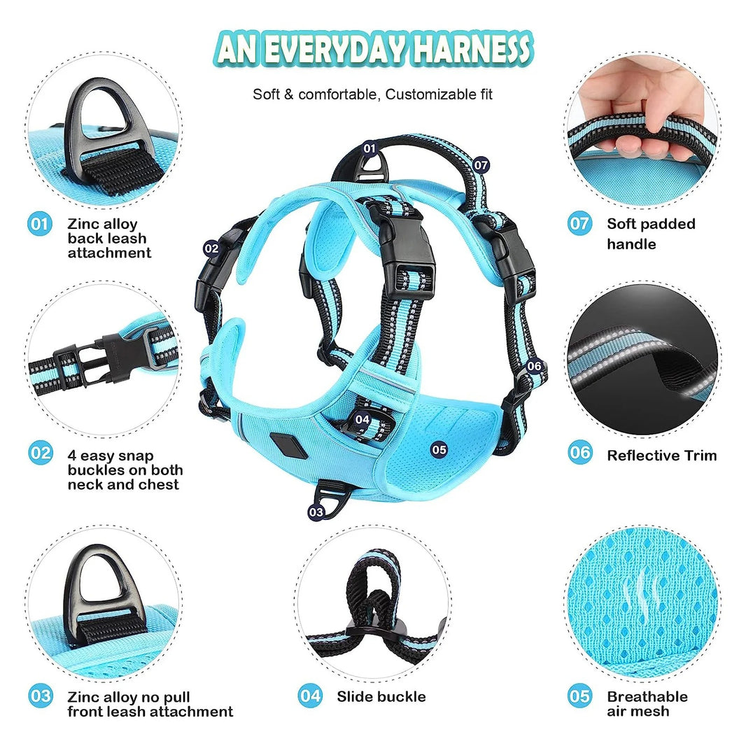 No-Pull Padded Dog Harness with Handle (M)