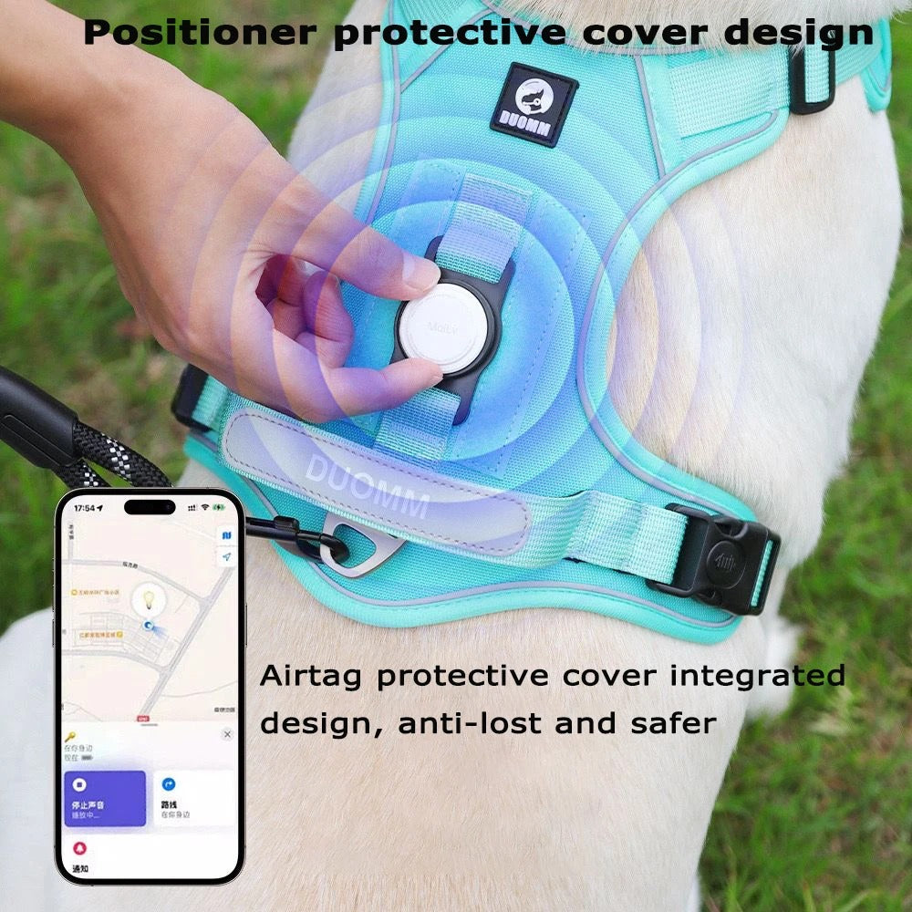 Dog Harness with AirTag Holder & Leash (M)