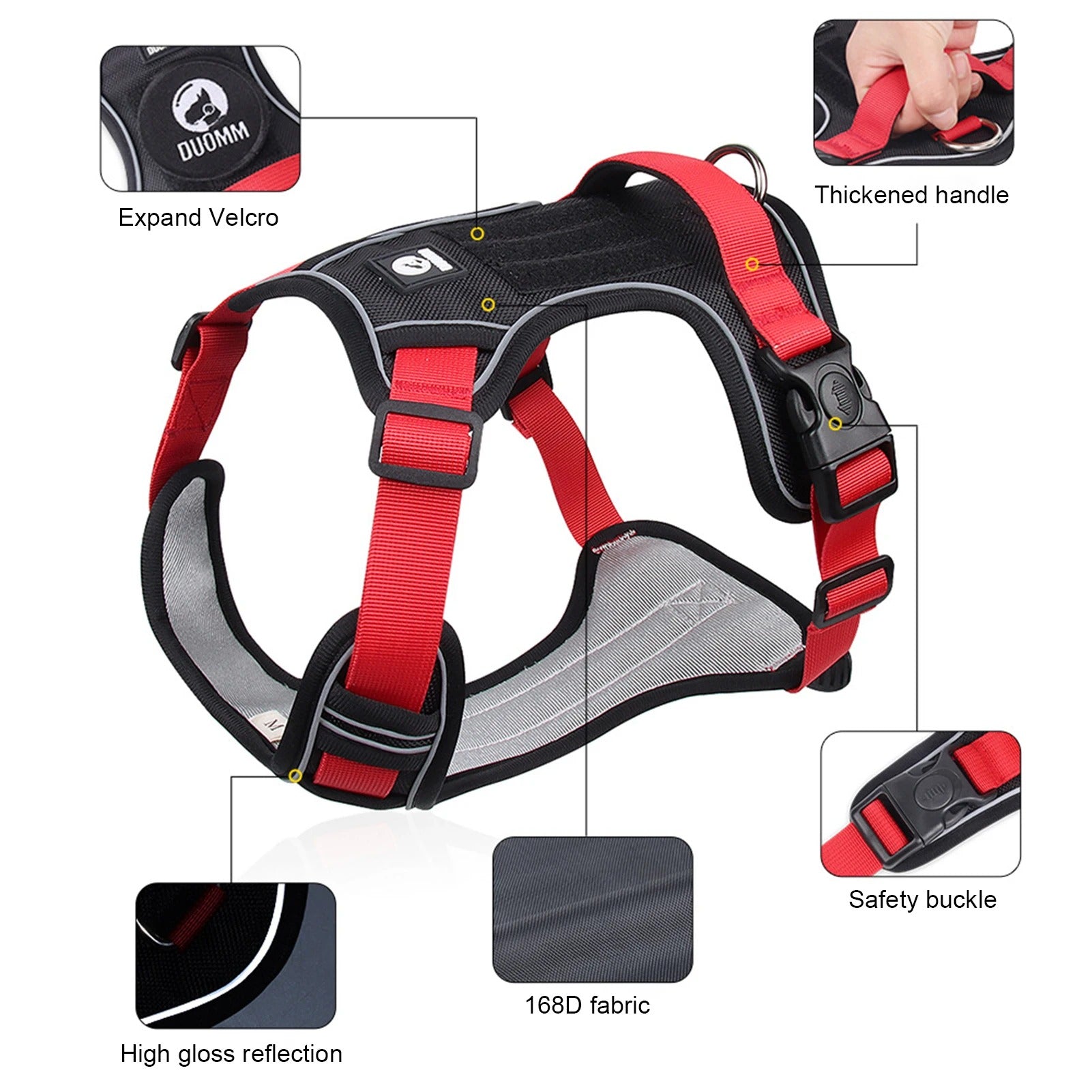 Dog Harness Reflective Midium Large Dogs Tactical Vest Big 1680D Waterproof Oxford Cloth Dog Harnesses Pet Accessoires Supplies (S)