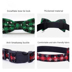 Dog Collar with Bow tie,Christmas Plaid Snowflake Dog Collar with Adjustable Buckle Suitable for Small Large Dogs Cats Pets (S)
