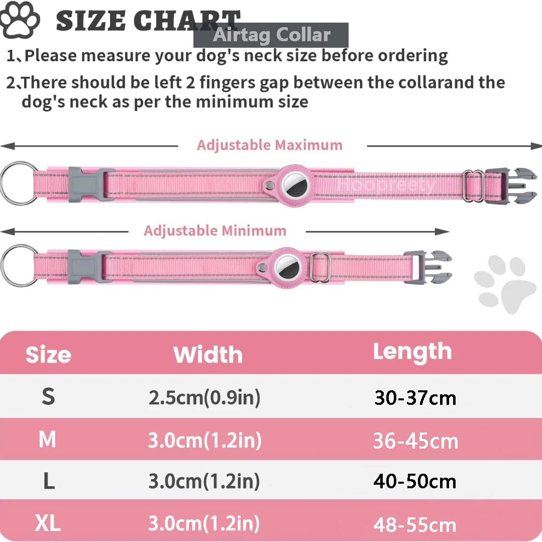 Reflective AirTag Dog Collar, Heavy Duty Dog Collar with Adjustable AirTag Holder Case Accessories for  Large Dogs