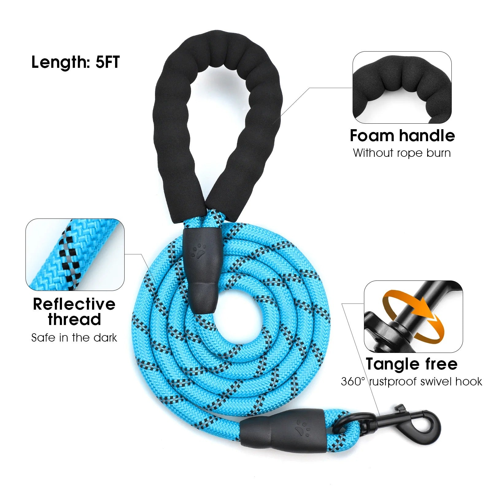 Dog Harness and Leash Combo, Escape Proof No Pull Vest Harness, with 5 Feet Leash, Reflective Adjustable Soft Padded Pet Harness (L)