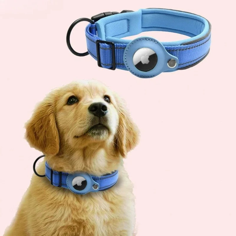 AirTag Dog Collar Reflective Dog Collar Padded Dog Collars AirTag Holder Case Adjustable Pet Collar for Small Medium Large Dogs