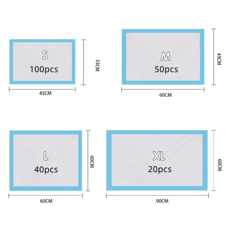 100PCS Absorbent Dogs Diapers Disposable Puppy Training Pee Pads Quick Dry Surface Mat Clean Cushion Dog Supplies