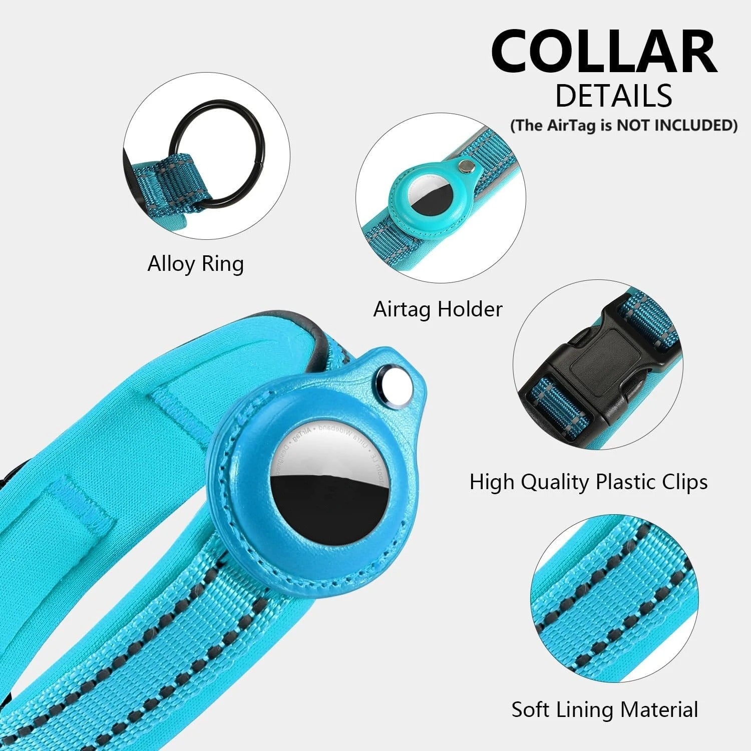 Reflective AirTag Dog Collar, Heavy Duty Dog Collar with Adjustable AirTag Holder Case Accessories for  Large Dogs