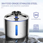 2.5L Stainless Steel Automatic Cat Water Fountain Auto Power-off Fountain With LED Light Non-slip Mat Dog Water Dispenser