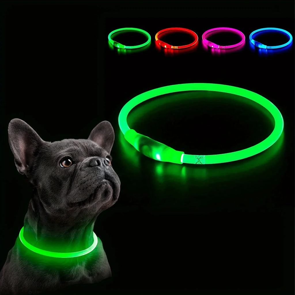 USB Rechargeable Fiber Optic Collar Pet Dog LED Light Collar Luminous Anti-Lost Dog Collar USB Rechargeable Dog Necklace Collar  (L70cm)