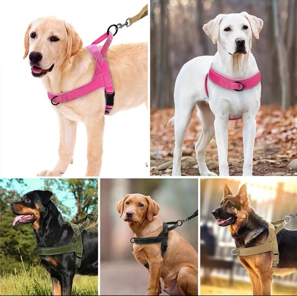 Explosion-Proof Tactical Harness Dog Traction Large Dog Collar Vest Style Golden Retriever Dog Walking Traction Vest (XL)