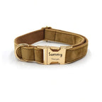 1pc Personalized Dog Collar Velvet, Engraving Custom Name Phone Number ID Tag, Soft Comfy Adjustable Collars For Large