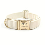 1pc Personalized Dog Collar Velvet, Engraving Custom Name Phone Number ID Tag, Soft Comfy Adjustable Collars For Large