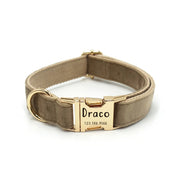 1pc Personalized Dog Collar Velvet, Engraving Custom Name Phone Number ID Tag, Soft Comfy Adjustable Collars For Large
