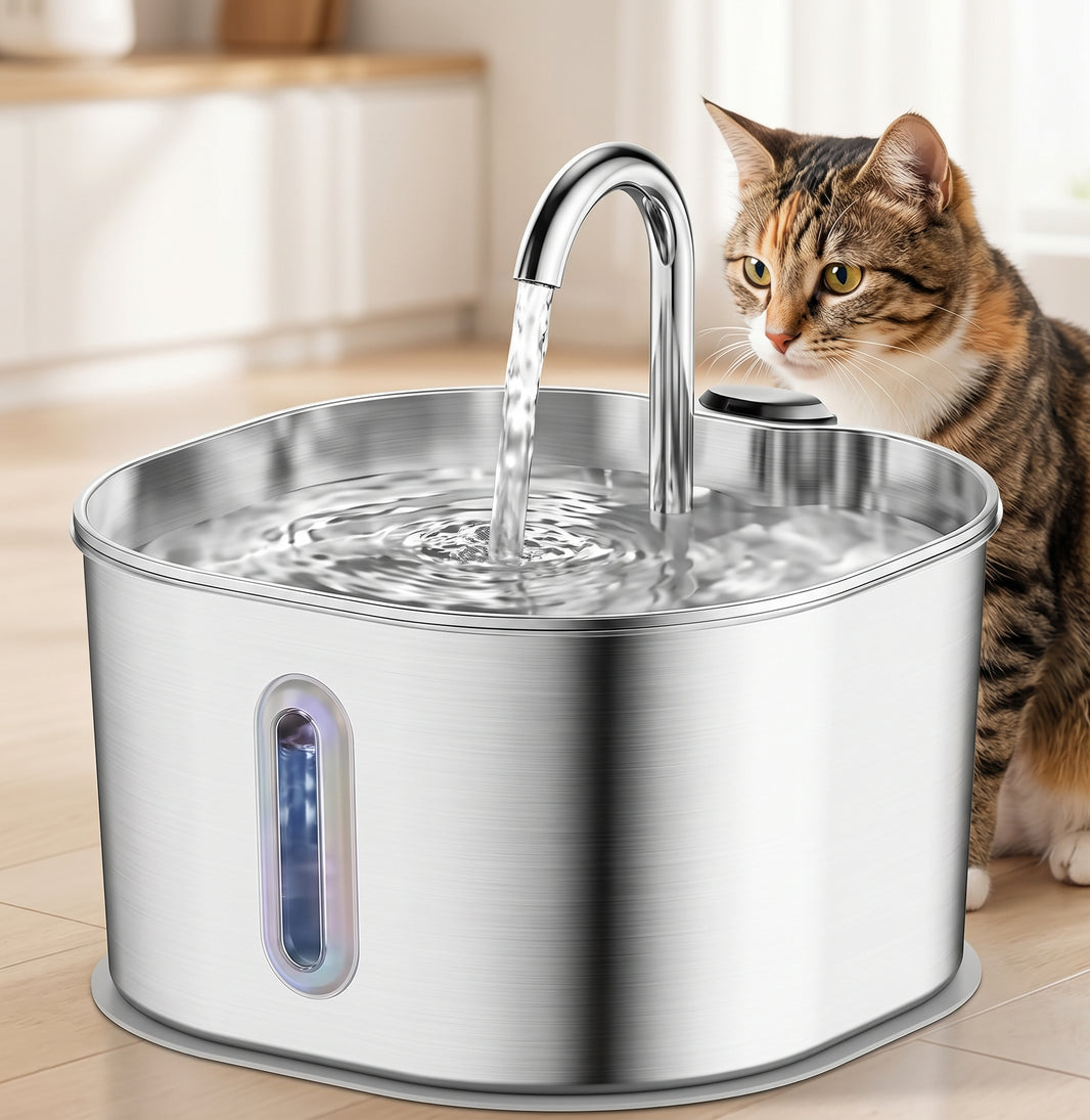 Quiet Stainless Steel Cat Water Fountain (2.2L)
