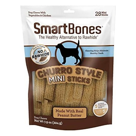 Churro-Style Mini Sticks 28 Count, Made with Real Peanut Butter, Rawhide-Free Chews for Dogs, 7.90 Ounce (Pack of 1)