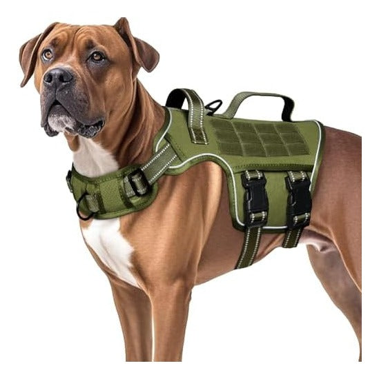 Dog Harness for Large Dogs Heavy Duty, Tactical No Pull Dog Harness with Molle System, Easy On and Off Service Dog Vest, Breathable Padded, Adjustable Reflective Pet Vest for Walking Hiking Training