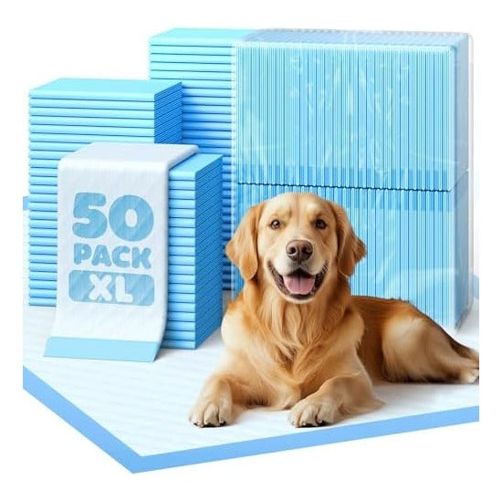 50-Pack Extra Large Pee Pads - 34" x 28" Puppy Pads for Dogs with 6-Layer Leakproof Protection, Disposable and Quick-Dry Dog Pads with High Absorbency for Easy Potty Training