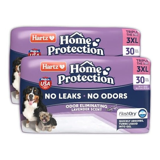 Hartz Home Protection Lavender Scented Dog Pads, 3XL 60 Count, Super Absorbent & Won't Leak, Odor Eliminating
